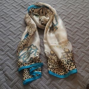 LEOPARD PRINT LONG SILK SCARF